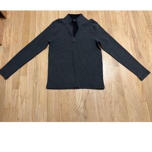 Tailor Vintage Mens Dark Gray Waffle Knit Quarter Zip Pullover Sweater Size M